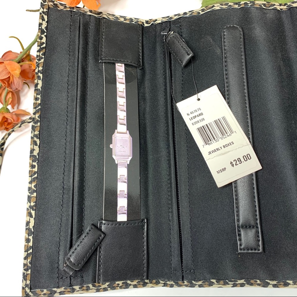 NINE WEST Leopard Print Jewelry Travel Roll NWT - Picture 4 of 8